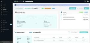 Shot of the FlavorCloud App Shipment details page with returns