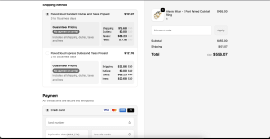 screenshot of cost breakout in checkout with extension