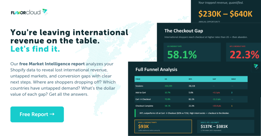 International ecommerce growth is a click away with FlavorCloud's Market Intelligence.