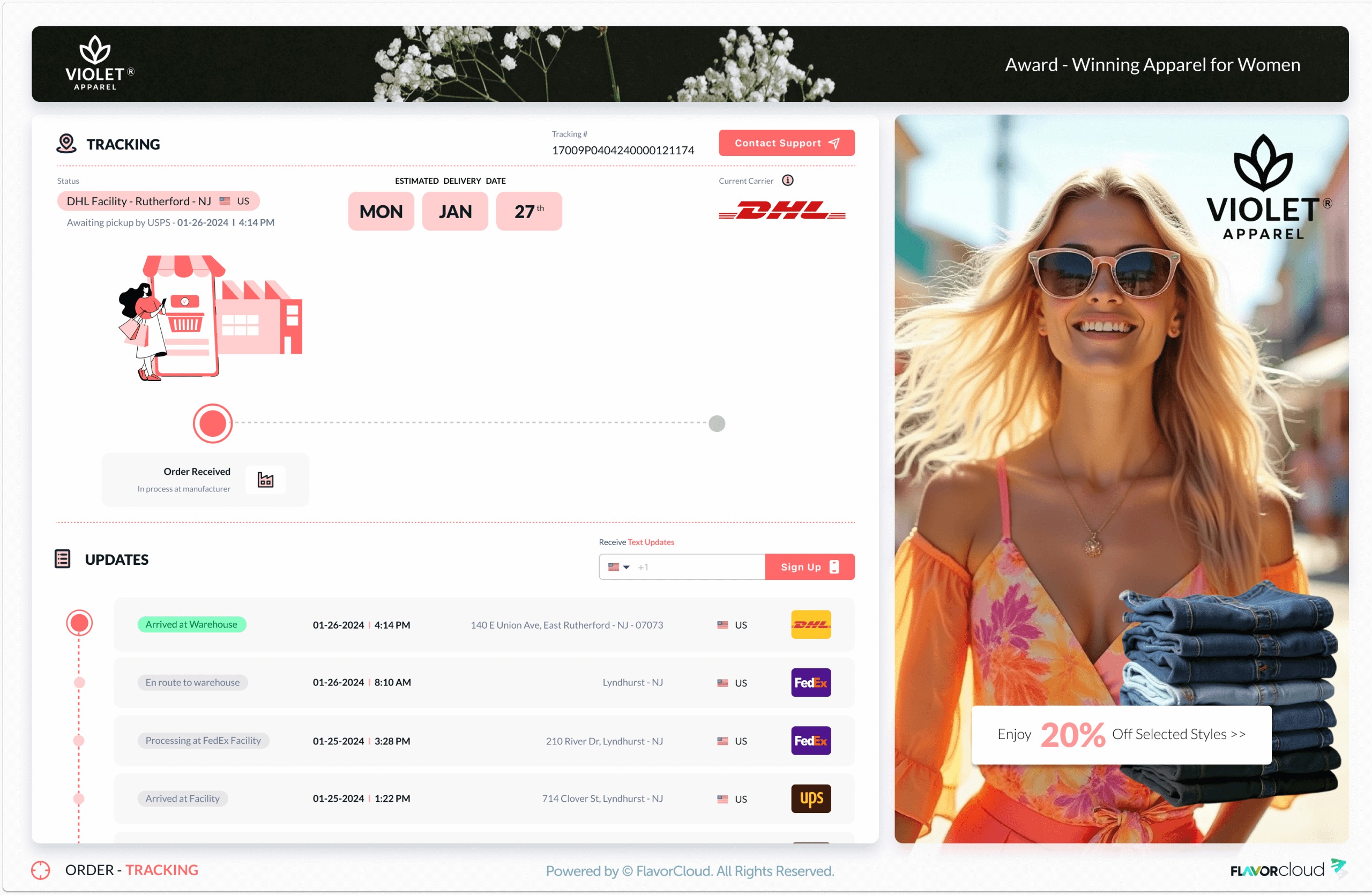 tracking page sample