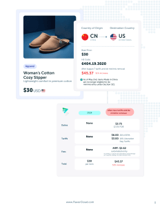 Slipper breakdown of costs before and after de minimis