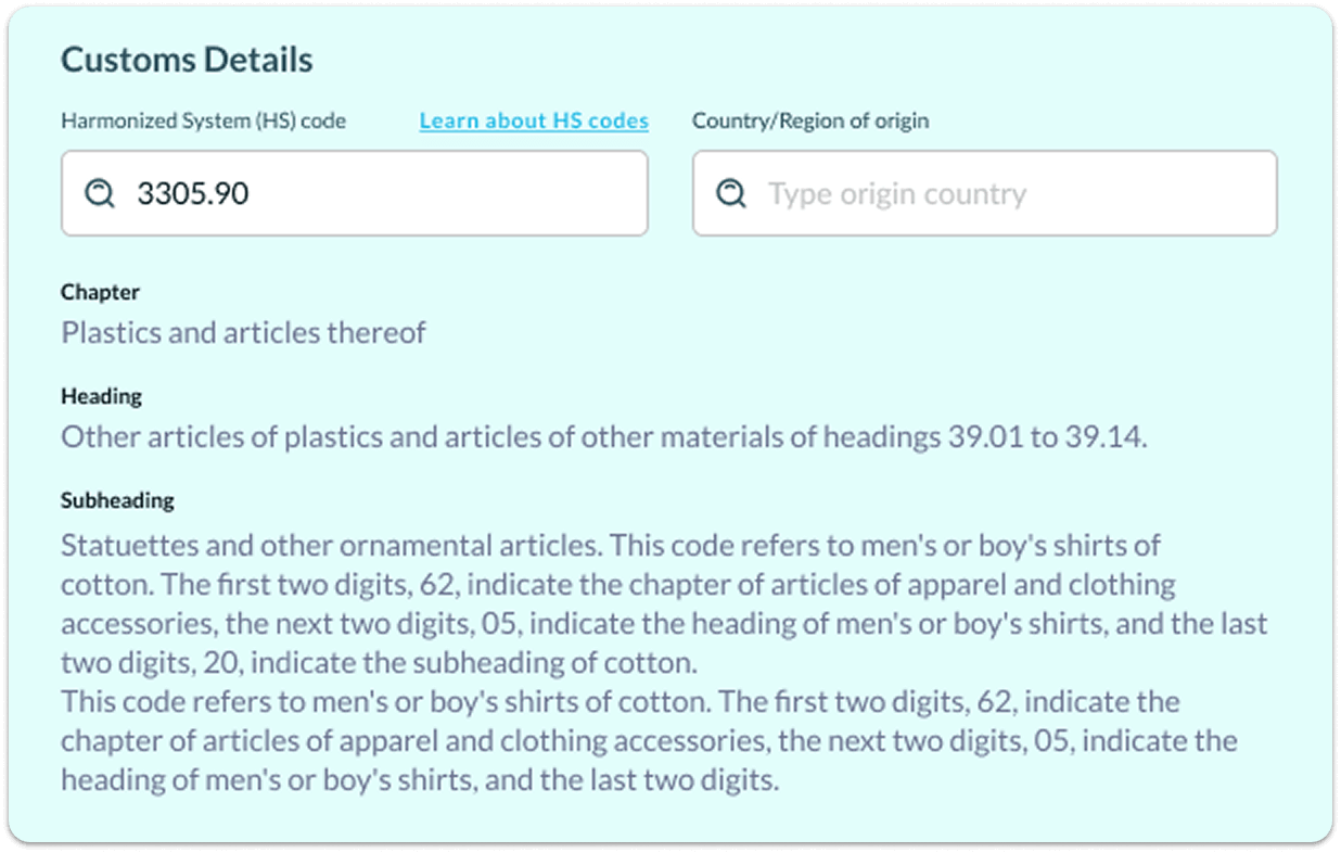 HS code product image