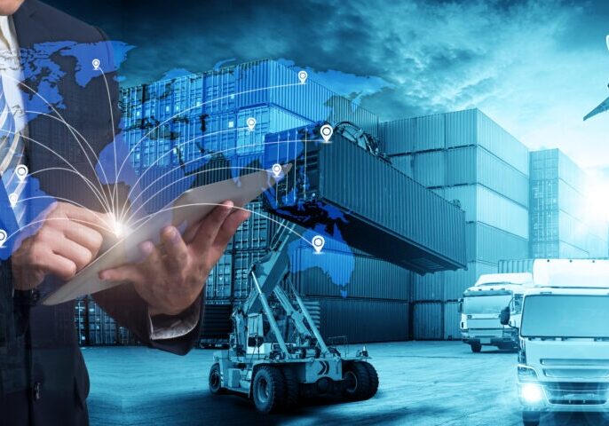 World,Map,With,Logistic,Network,Distribution,On,Background.,Logistic,And